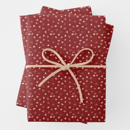 Hearts _ Pink on Dark Red Ombre Wrapping Paper Sheets