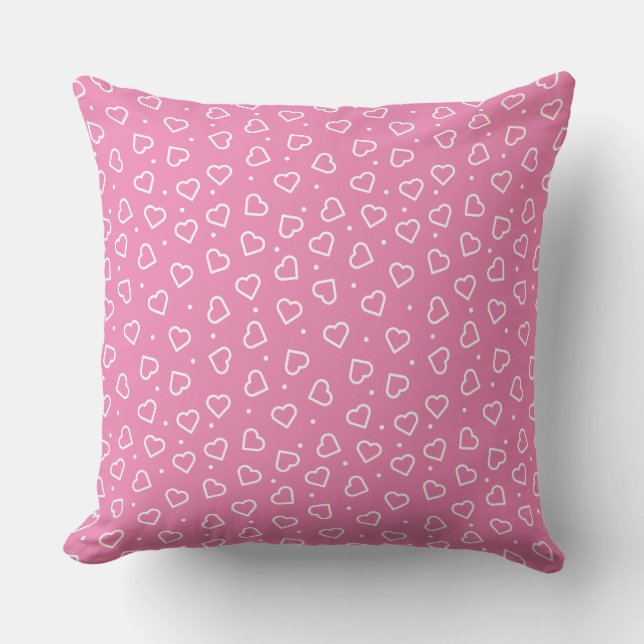 Hearts Pink Throw Pillow (Front)