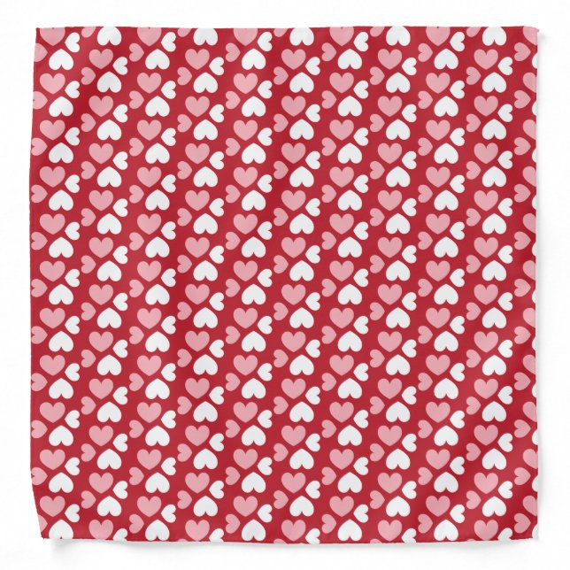 Hearts Pink White Red Valentine’s Day Gift Bandana (Front)