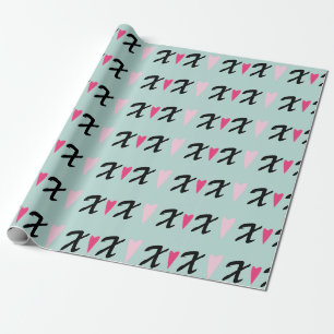Hearts Pink X's and Hearts Pattern Wrapping Paper