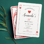 Hearts Playing Card 21st Birthday Invitation<br><div class="desc">Introducing our latest product, the "21st Birthday Playing Card, " the perfect way to celebrate your milestone birthday with a touch of Las Vegas, casino glamour, and art deco style. Our set comes with everything you need to host an unforgettable poker-themed party, including customized playing cards featuring a stunning art...</div>