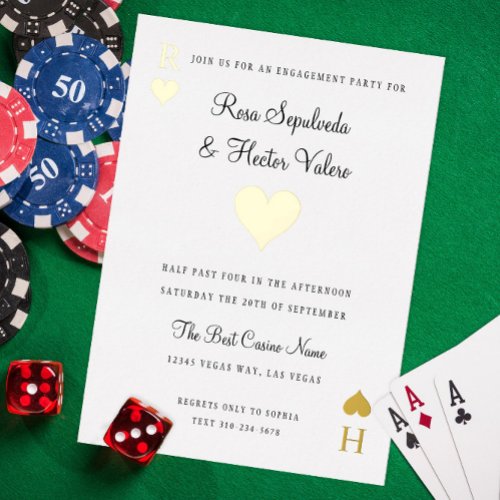 Hearts Playing Card Engagement Party Gold