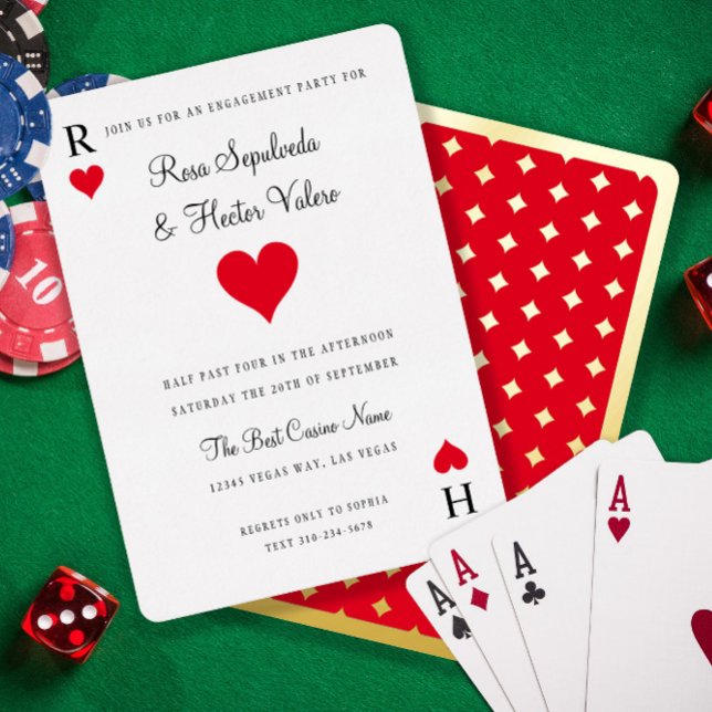 Hearts Playing Card Engagement Party Gold (Creator Uploaded)