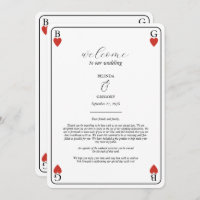 Hearts Playing Card Wedding Itinerary Program