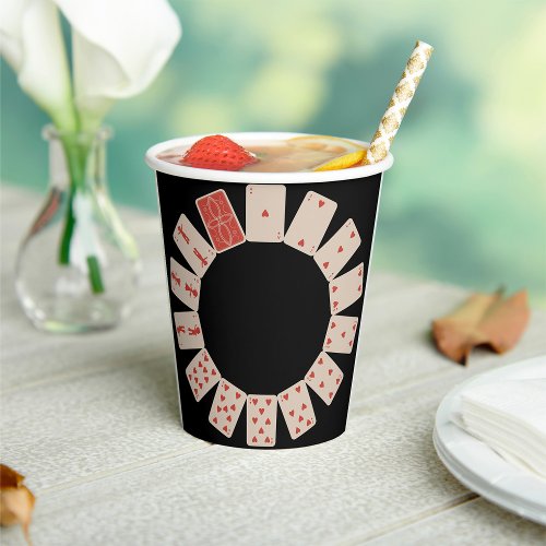 Hearts Playing Cards Circle Paper Cups