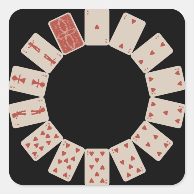 Hearts Playing Cards Circle Square Sticker (Front)