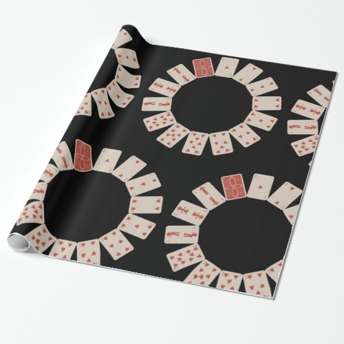 Hearts Playing Cards Circle Wrapping Paper