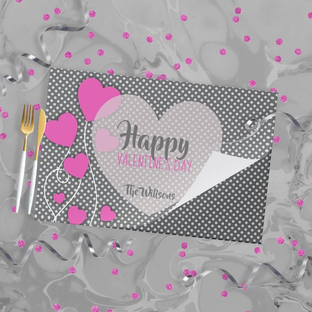 Hearts Polka Dot Valentine's Day Paper Placemat (Creator Uploaded)