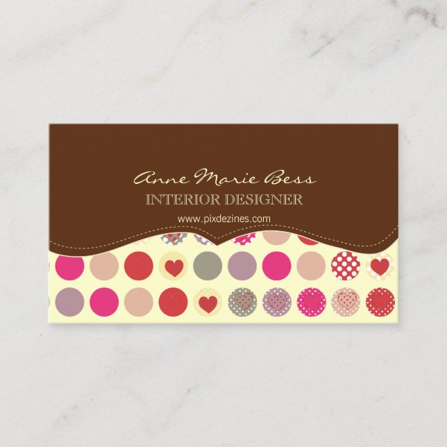 Hearts+Polka Dots Chocolate Business Card (Front)