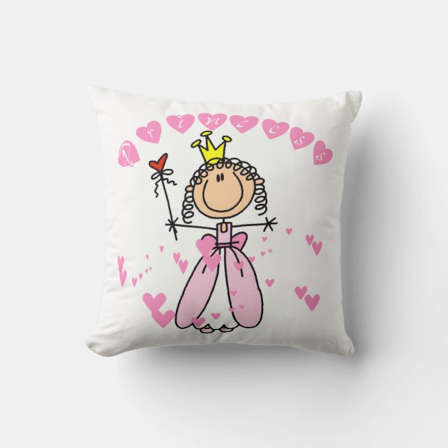 Hearts Princess Throw Pillow (Front)