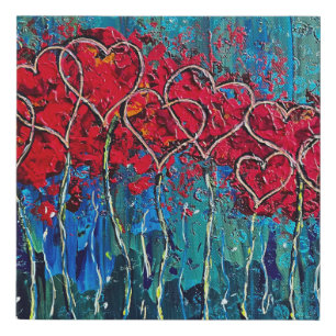 Hearts print on wrapped faux canvas