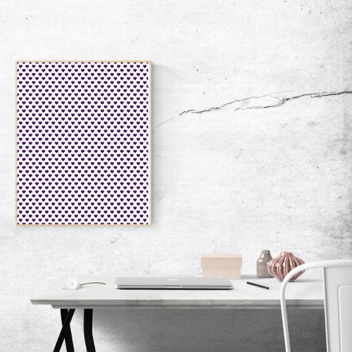 Hearts Purple Pattern White Background Poster