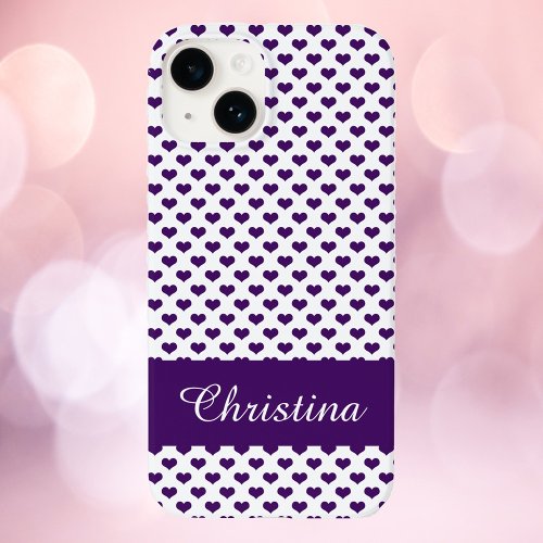 Hearts Purple Personalize White Background Case_Mate iPhone 14 Case