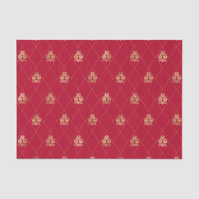 Hearts Queen Wonderland Alice Red Tissue Paper (Front)