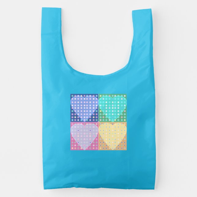 Hearts quilt blocks reusable bag (Front)