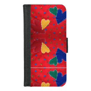 Hearts Quilted Multicolored Red iPhone 8/7 Wallet Case