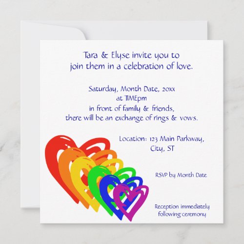 Hearts Rainbow Invitation