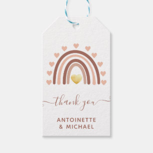 Hearts Rainbow Thank You Blush Pink Gift Tags