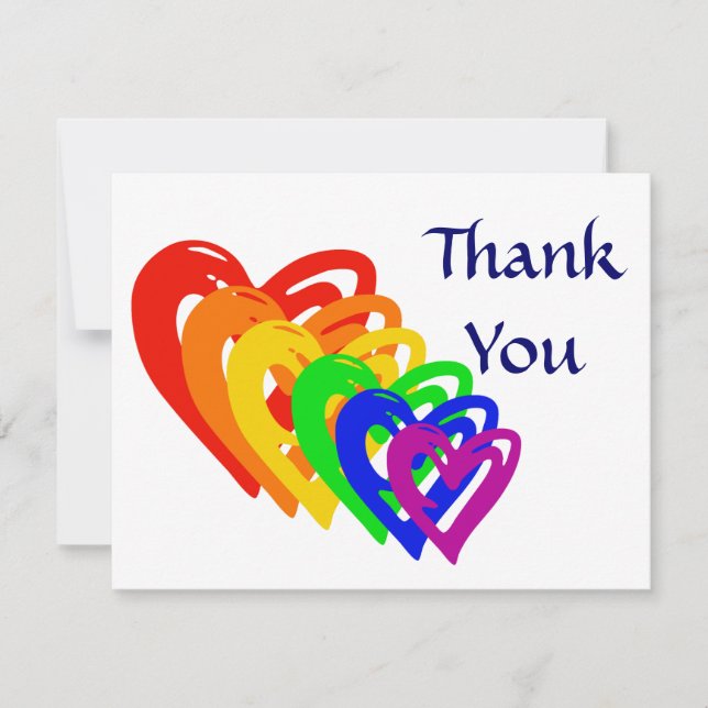 Hearts Rainbow Thank You Card (Front)