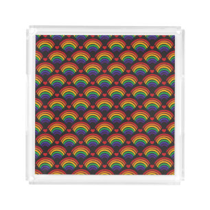 Hearts & Rainbows Pattern Acrylic Tray