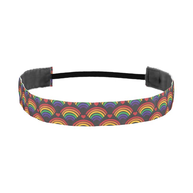 Hearts & Rainbows Pattern Athletic Headband (Front)