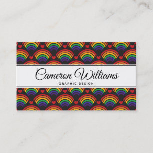Hearts & Rainbows Pattern Business Card