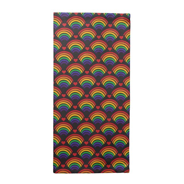 Hearts & Rainbows Pattern Cloth Napkin (Half Fold)