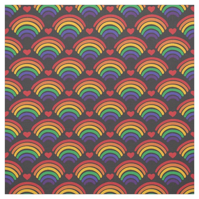 Hearts & Rainbows Pattern Fabric (Swatch)