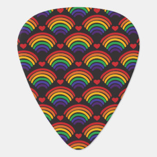 Hearts & Rainbows Pattern Guitar Pick