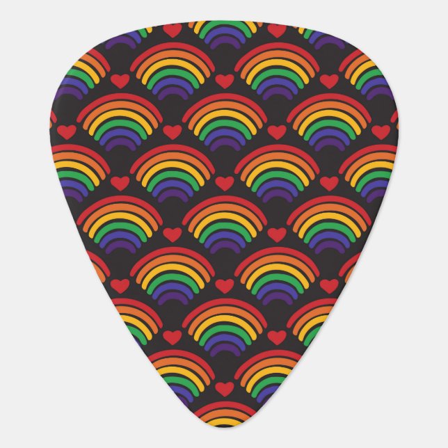 Hearts & Rainbows Pattern Guitar Pick (Front)