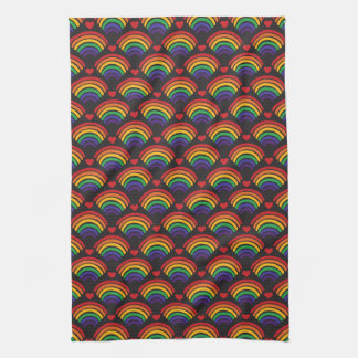 Hearts & Rainbows Pattern Kitchen Towel