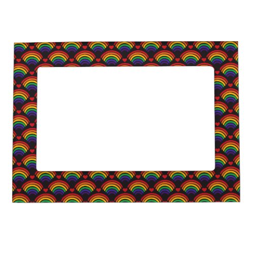 Hearts  Rainbows Pattern Magnetic Frame