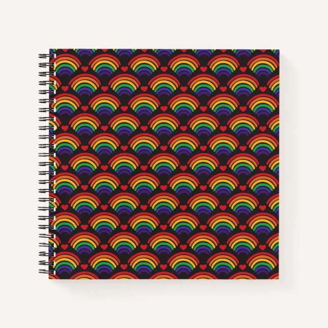 Hearts & Rainbows Pattern Notebook (Front)