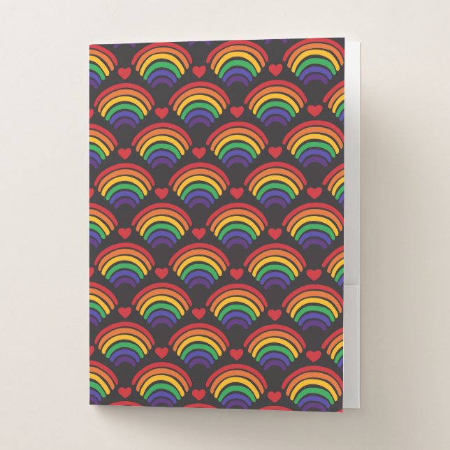 Hearts & Rainbows Pattern Pocket Folder (Front)
