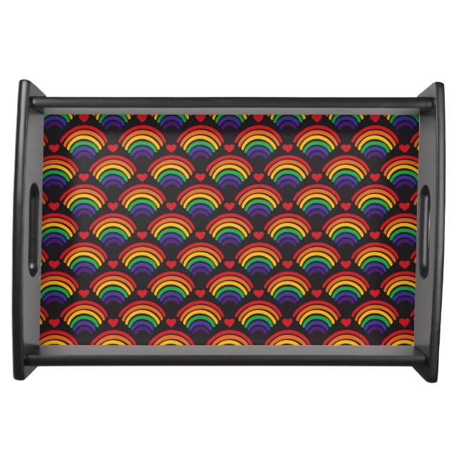 Hearts & Rainbows Pattern Serving Tray (Front)