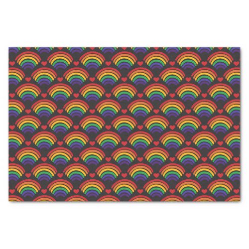 Hearts  Rainbows Pattern Tissue Paper
