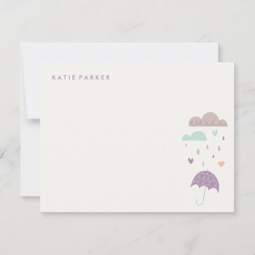 Hearts &amp; Raindrops A2 Stationery - Plum Custom Invitations