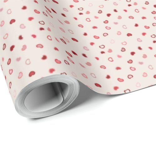 Hearts _ Red and Pink Ombre on Offwhite Cement Wrapping Paper