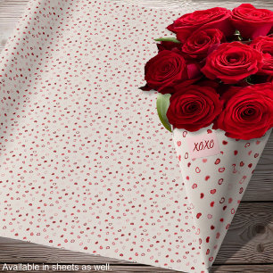 Hearts - Red and Pink Ombre on Offwhite Cement Wrapping Paper