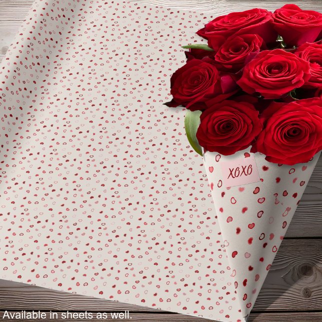 Hearts - Red and Pink Ombre on Offwhite Cement Wrapping Paper (Hearts - Red and Pink Ombre on Offwhite Cement Wrapping Paper - roses - by Leapfroglisics Shop)