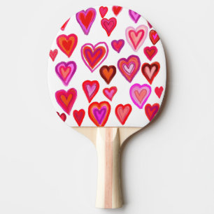 Hearts red and pink ping pong paddle