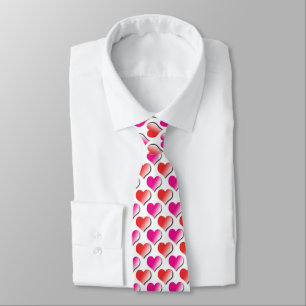 Hearts Red and Pink Polka Dot Pattern Neck Tie