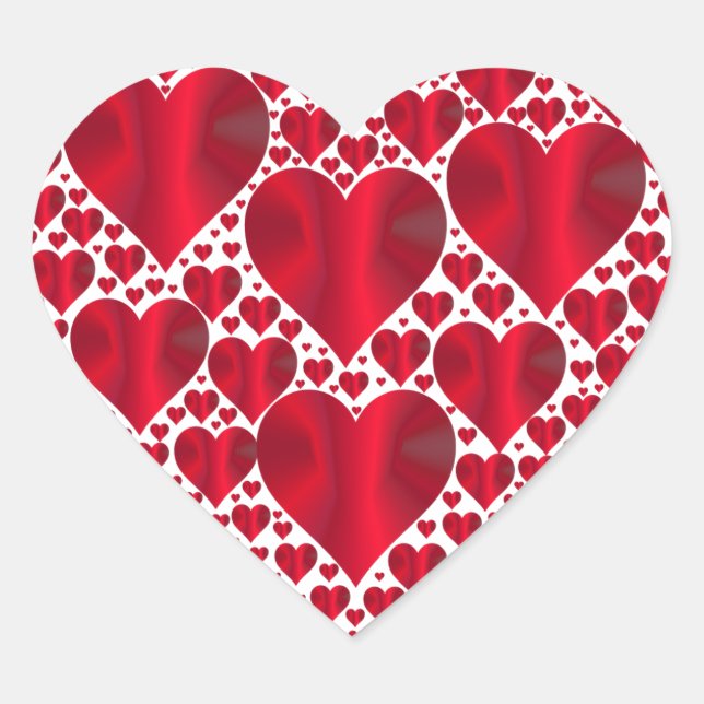 Hearts, red and shiny heart sticker (Front)