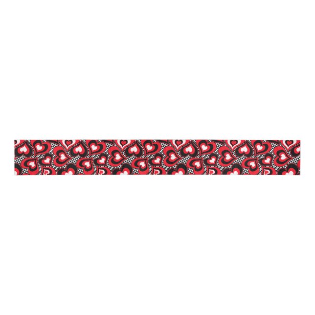 Hearts, red, black, white grosgrain ribbon (Front)