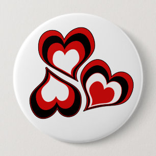 Hearts, red, black, white, Valentine's day . Button
