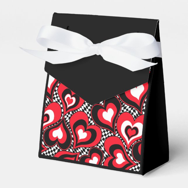 Hearts, red, black, white, Valentine's day . Favor Boxes (Front Side)