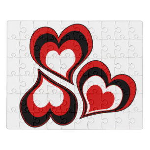 Hearts, red, black, white, Valentine's day . Jigsaw Puzzle