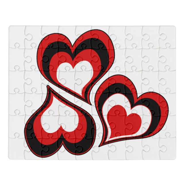 Hearts, red, black, white, Valentine's day . Jigsaw Puzzle (Puzzle Horizontal)