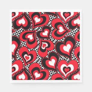 Hearts, red, black, white, Valentine's day . Napkins