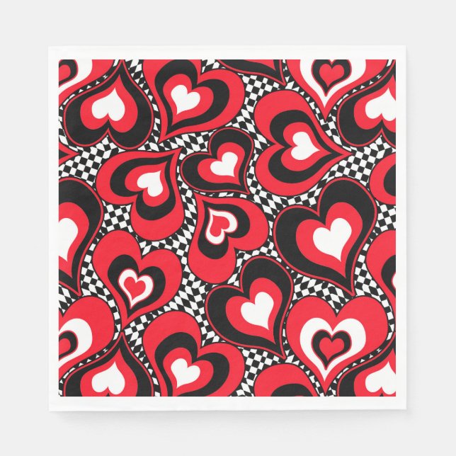 Hearts, red, black, white, Valentine's day . Napkins (Front)